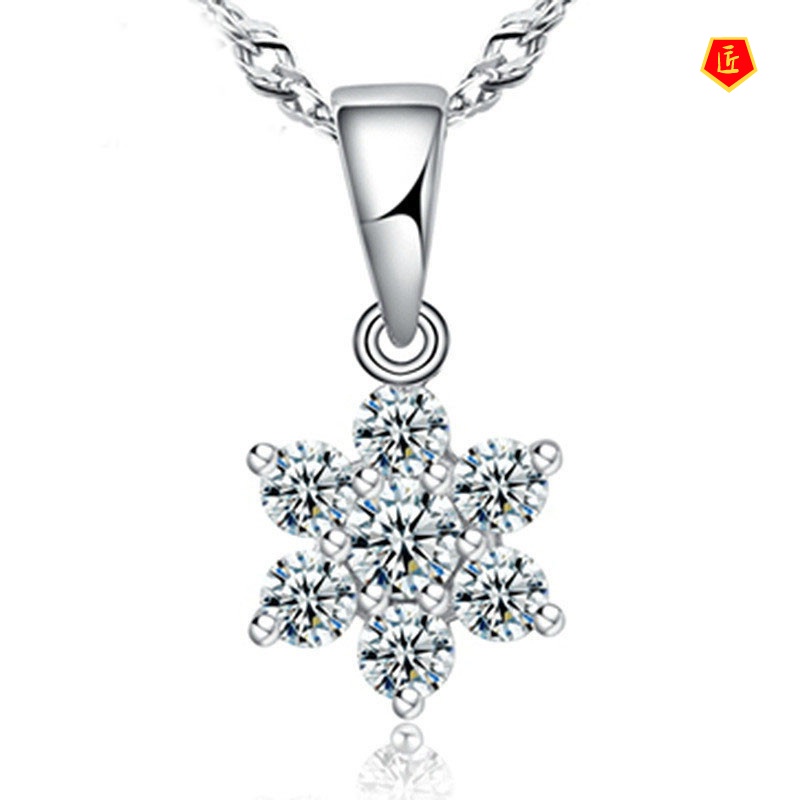 [Ready Stock]Six-Petal Edelweiss Pendant for Women All-Match Silver Accessories Fashion