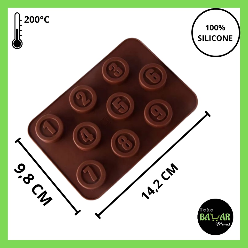 Cetakan Cokelat Angka Bulat Bahan Silikon / Cetakan Coklat Bulat Angka / Cetakan Bulat Angka Silikon