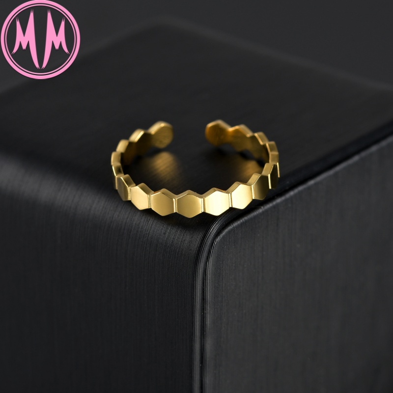 MORYMOSHI R345 Cincin Wanita Ring Hexagon Titanium Stainless Anti Karat Anti Luntur Fashion Korea