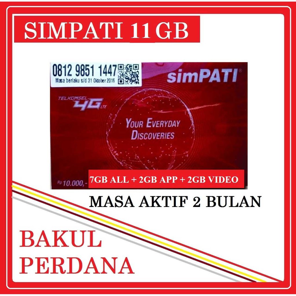 [Fzn] ~ KARTU PERDANA TELKOMSEL 11 GB / 11GB INTERNET 24 JAM 4G LTE SIMPATI