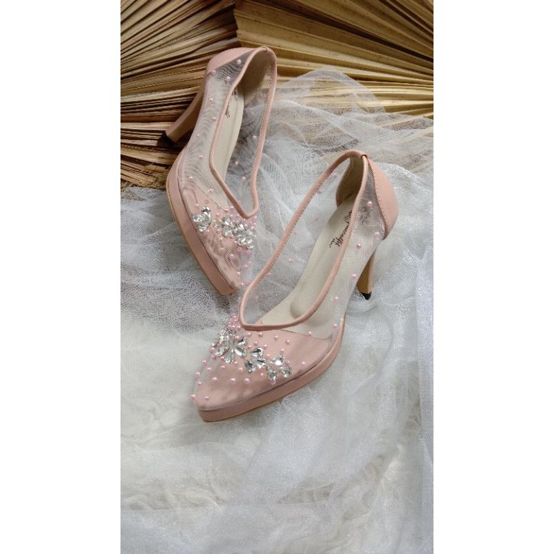 sepatu zania dustypink diamont cantik 9cm