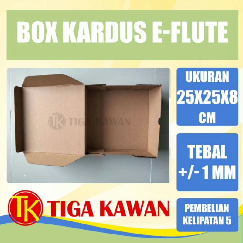 

Kardus Dus Packaging Box Corrugated E-Flute Eflute Coklat 25x25x8 cm