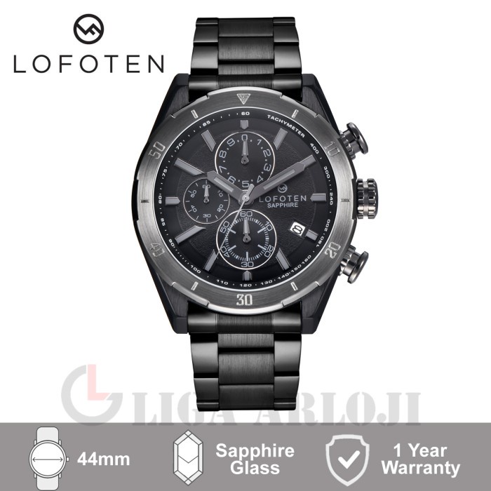 Promo Original LOFOTEN 6517 Jam Tangan Pria Analog Sapphire Chronograph Full Black