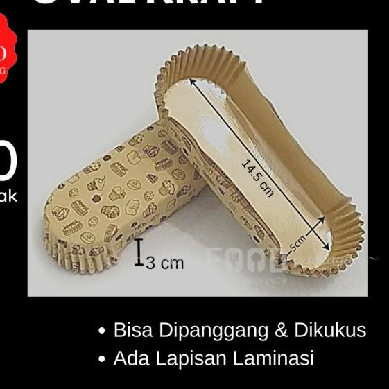 ❋ Kertas tatakan kue roti/paper cup cake laminasi OVAL kraft aneka kue ➶