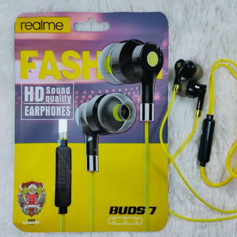 Earphone Realme 7 stereo bass music telfon headset mic