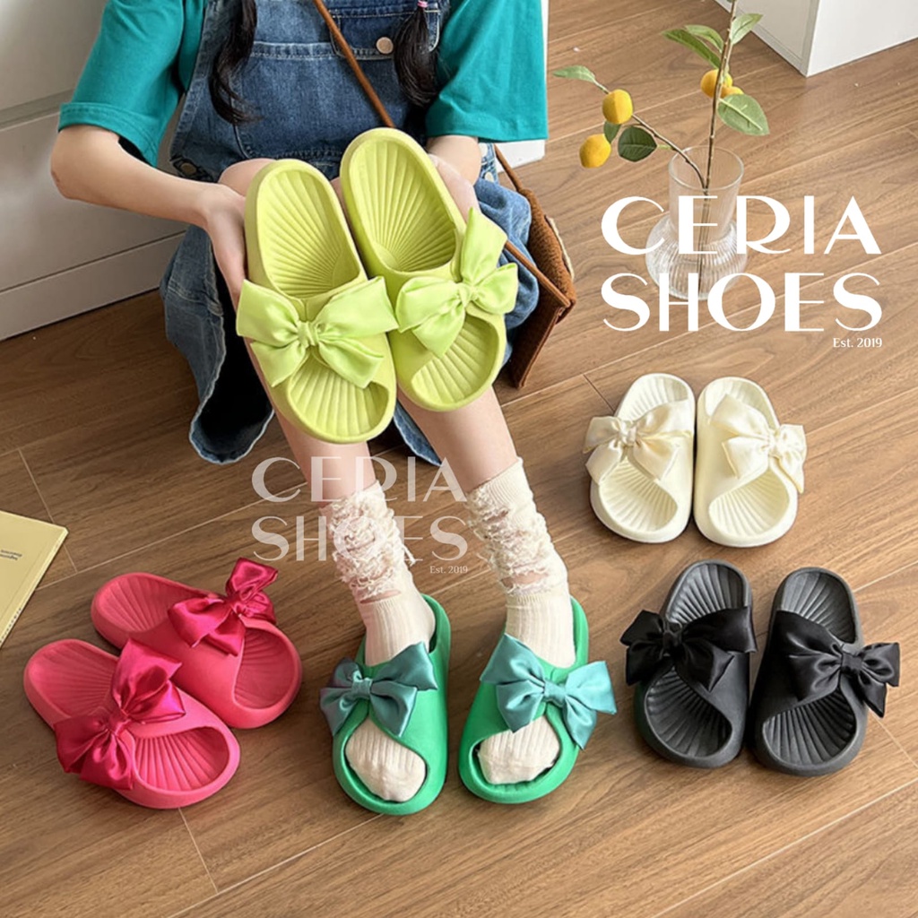 PVC Sandal Slop Jelly Wanita Butterfly Bahan Empuk Elastis Super Soft Rubber Import Korean Sol Non-Slip Summer Sandals