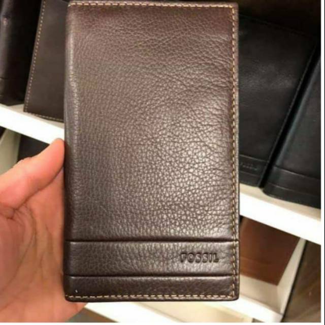 Fossil Long Wallet Men Dark Brown