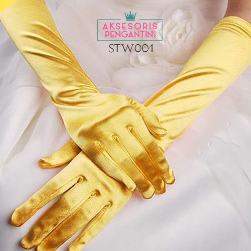 [READY GRAB] SARUNG TANGAN PESTA WEDDING GLOVES GOLD AKSESORIS PENGANTIN STW001