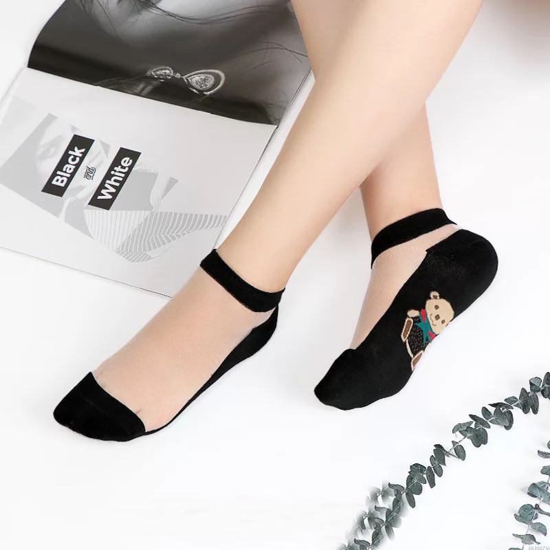 (COD) Kaos kaki Wanita fashion Pendek Renda transparan Bordir Kaus kaki Motif Random 05S