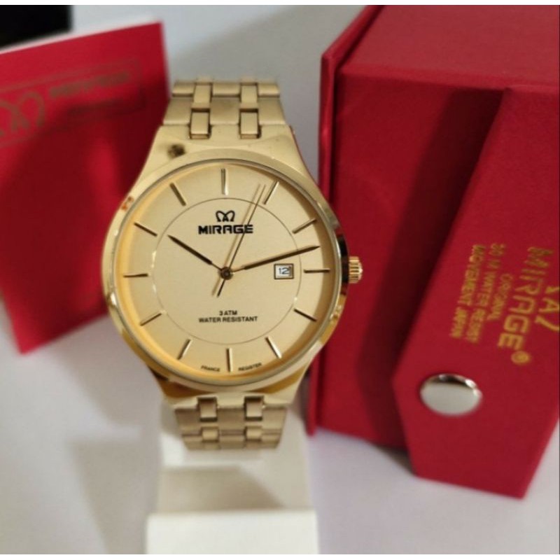 jam tangan pria;MIRAGE M8647BRP-Lgold~ORIGINAL WATER RESISTANT~TGL~STAINLESS