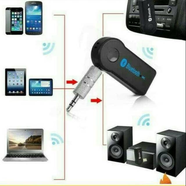 CAR BLUETOOTH AUX RECEIVER ADAPTOR MUSIC AUDIO MIC HP KE MOBIL TANPA KABEL