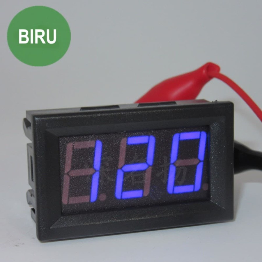Voltmeter Volt Meter AC PLN Mini Tegangan 70-500V 2 Wire Digital Biru Blue Aliran Listrik Flow Elect
