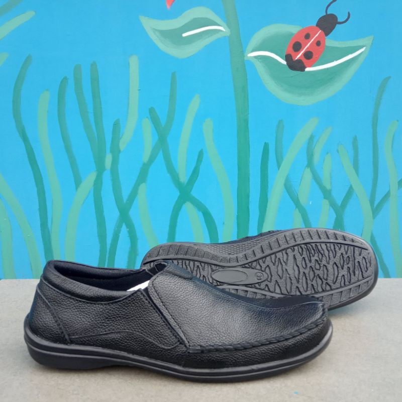 Sepatu pria fantopel slip on kulit sapi asli berkualitas ND_black