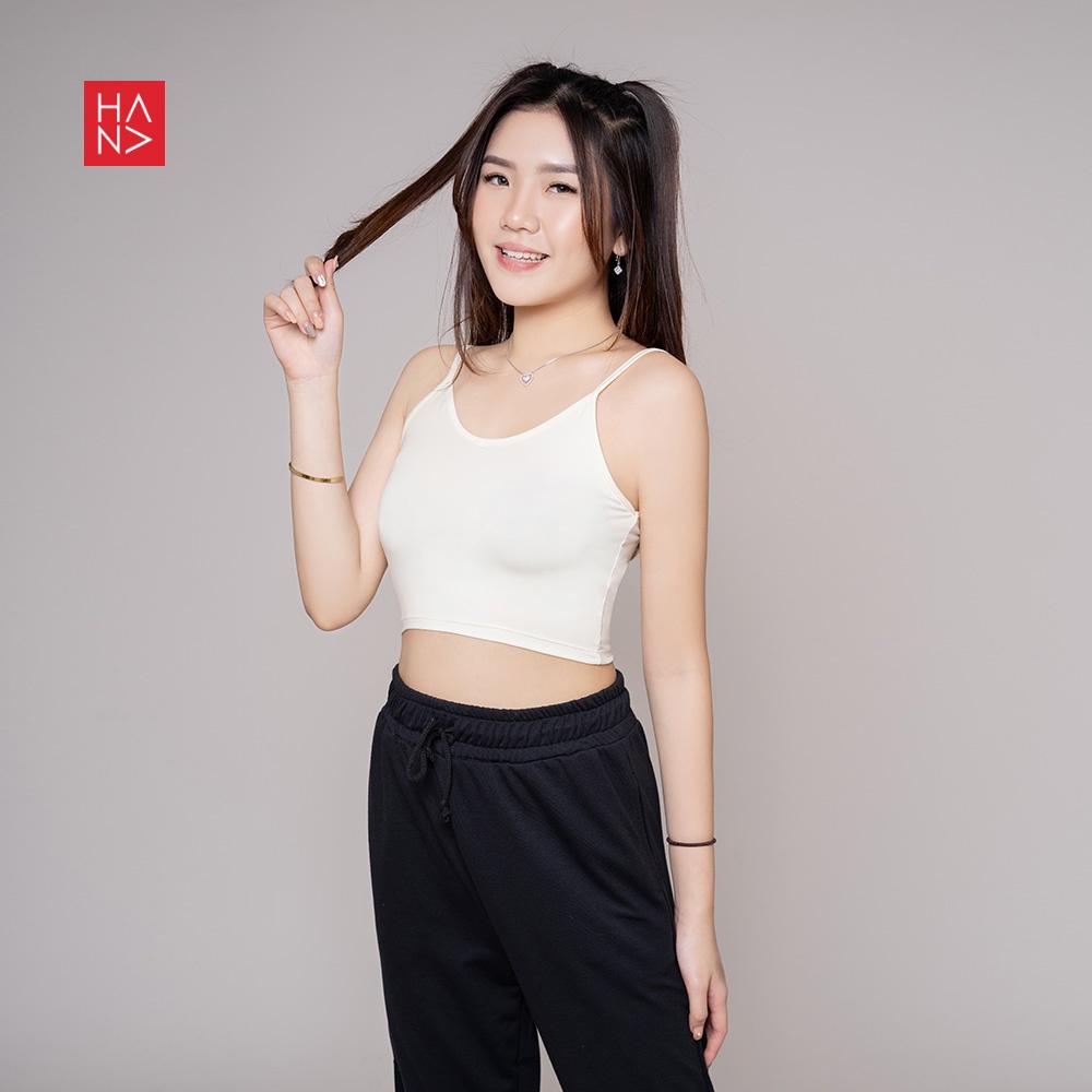 (COD) HanaFashion - Aurora Basic Tank Top Crop S - XL Wanita - TT035-Broken White
