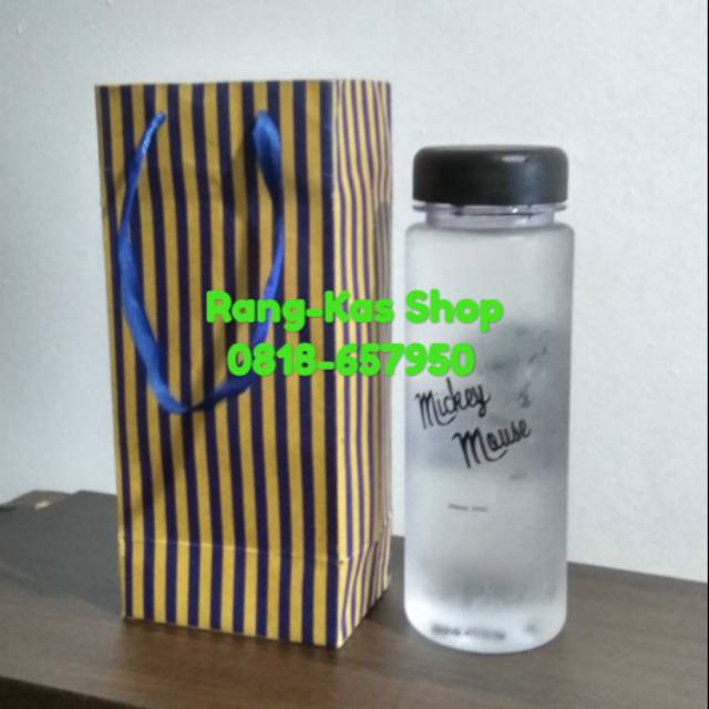 Paper bag Botol minum samson Doff motif garis biru isi 12pcs