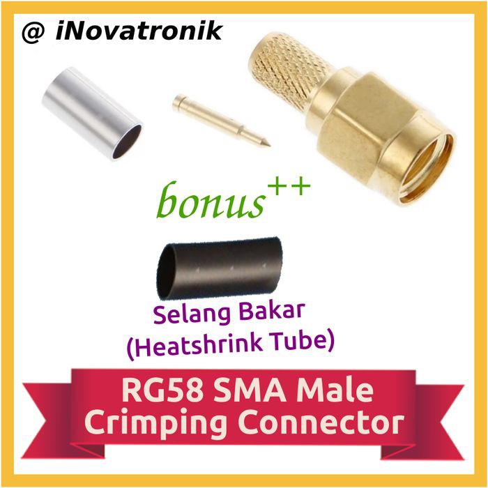 RG58 SMA Male Crimping Connector Konektor Crimp RG-58 RG 58 / RG142