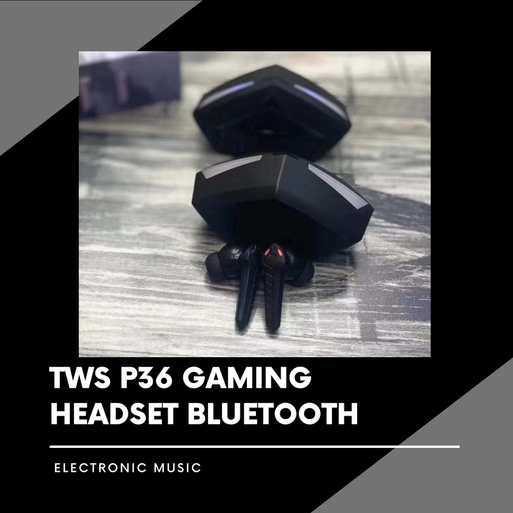 Tws P36 Headset Bluetooth PC Gaming TWS No Delay  Gamer Earphone Full Bass Stereo handsfree Latensi 