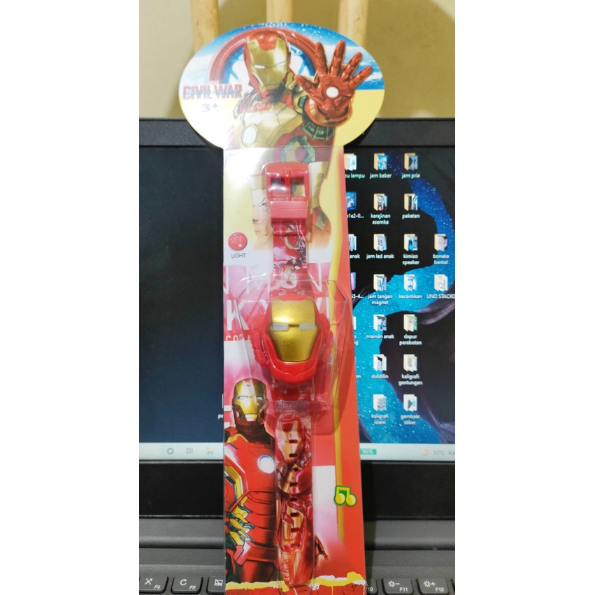 Jam tangan anak  musik bermotif karakter banyak T melodi musik led-Ironman
