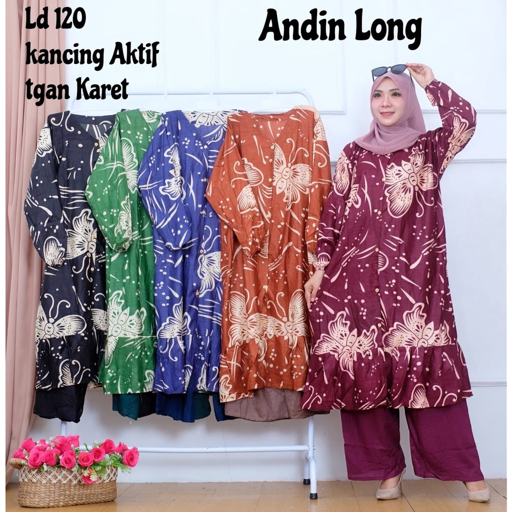 BAJU WANITA JUMBO ONE SET ANDIN MOTIF DAN POLOS TERBARU