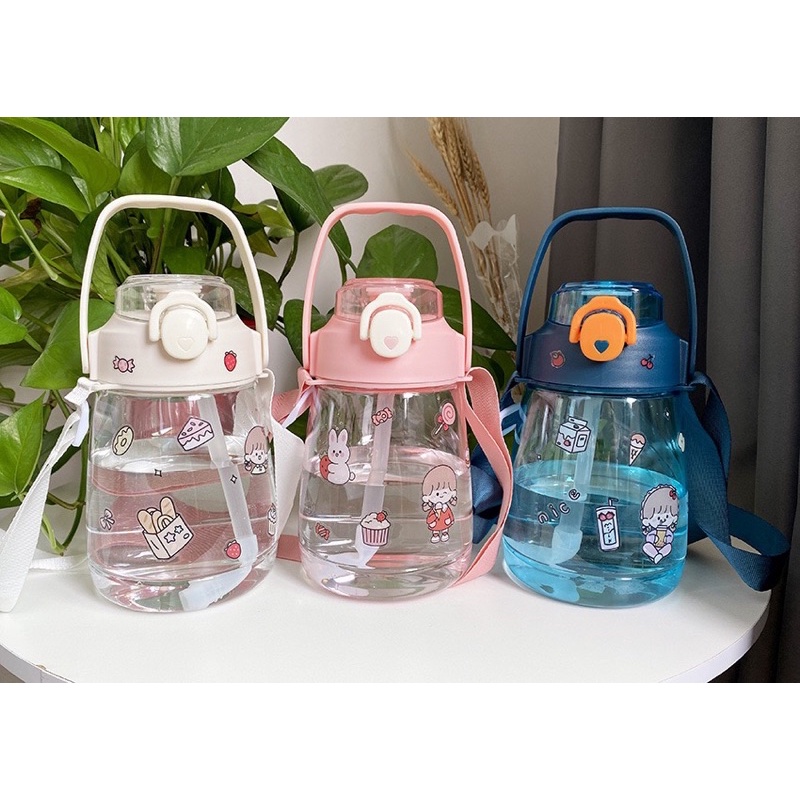 AZ Botol Air Minum Anak Big Belly+ Stiker + Tali Panjang / Botol sedotan