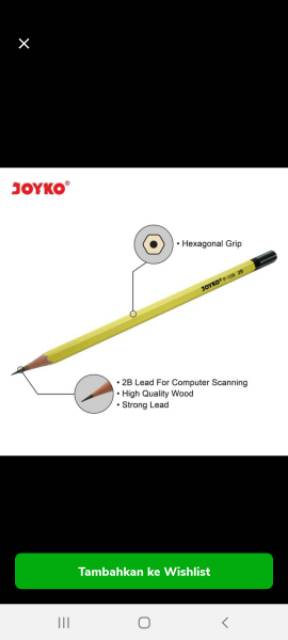 Pensil 2B Joyko P-108 Pearl per pack isi 12 Pensil Joyko P 108