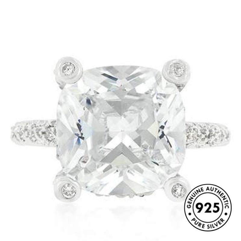 Cincin Sterling Silver 925 Hias Berlian Gaya Mewah / Elegan Untuk Wanita