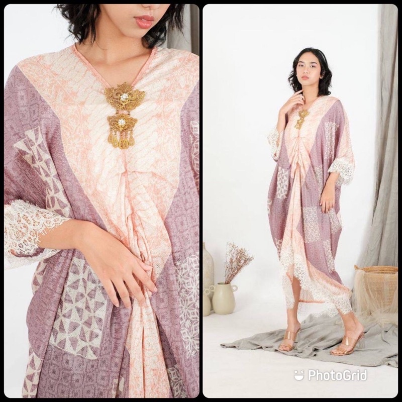 DRESS TUNIK KAFTAN VISCOS SILKY HANDMADE BATIK PASTEL AYU ALLSIZE JUMBO