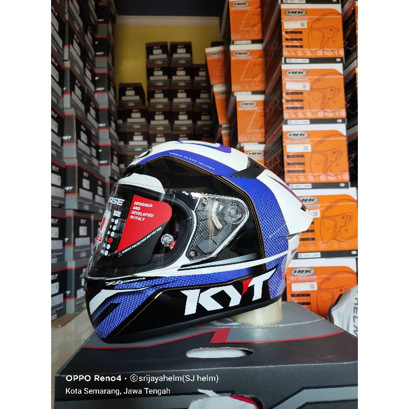 DISCOUNT_ HELM KYT TT COURSE GRAND PRIX WHITE/RED/BLUE ORIGINAL NEWS 2020 _BISA COD