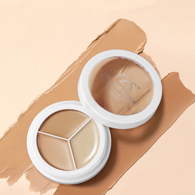 Full Coverage Concealer Liquid Concealer Tri-Color Concealer Palette Covers Dark Circles, Acne and Spots「24H Full Coverage」/ 3 in 1 Concealer Palette High Coverage Lightweight Matte Powder