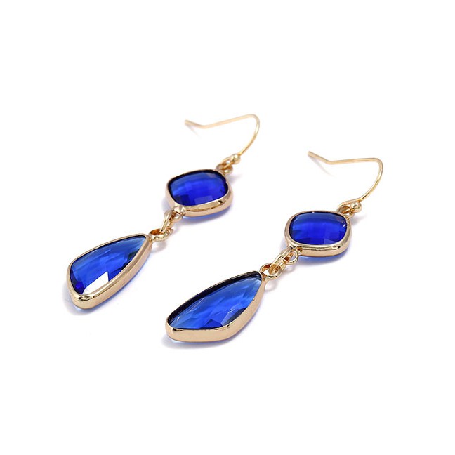 LRC Anting Gantung Fashion Swarovski Crystal Long Geometric Earrings D96537