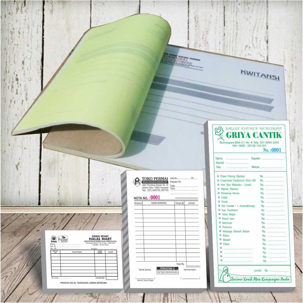 

Cetak Nota NCR 2 ply 1 warna nomorator porporasi