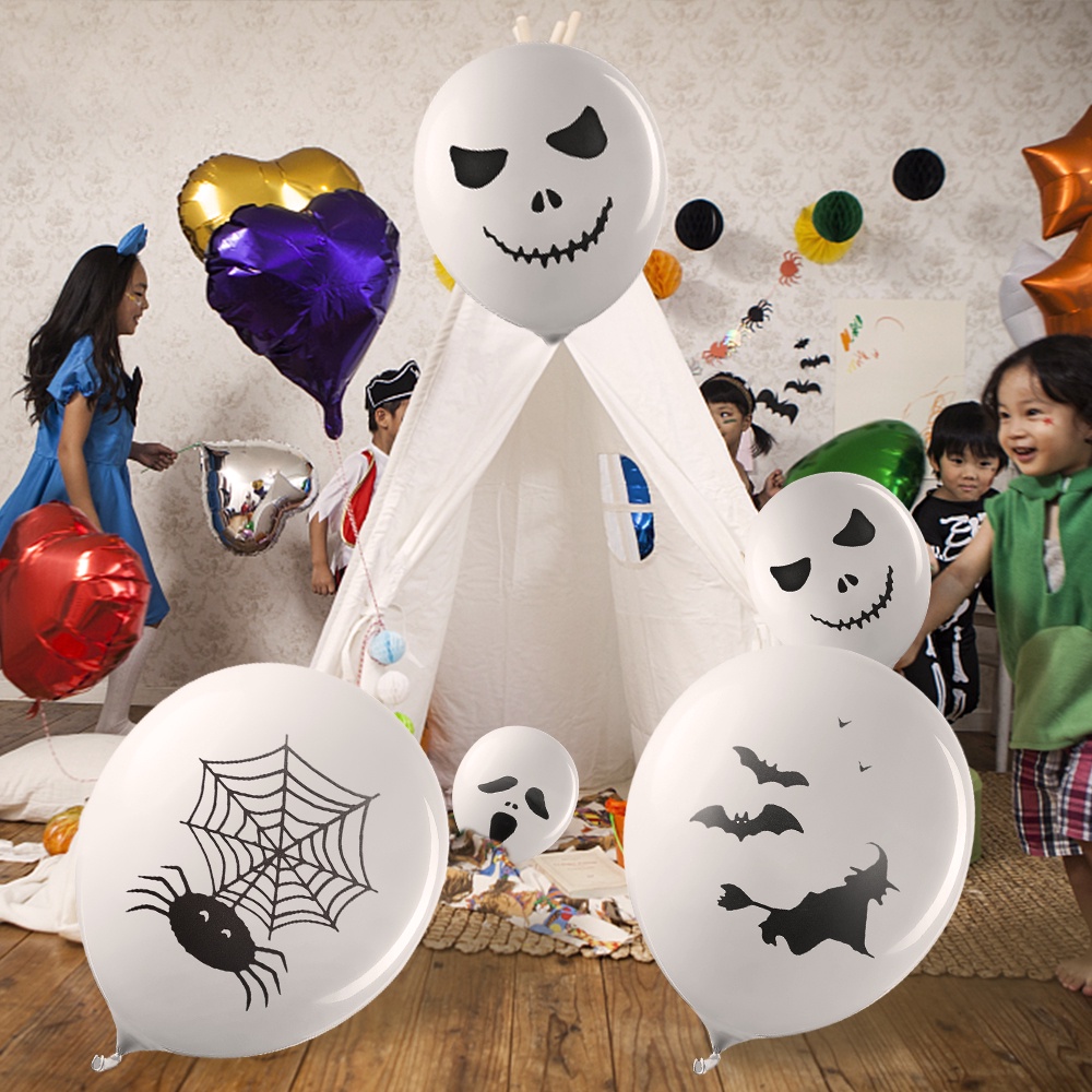 10pcs / Set Balon Desain Hantu Laba-Laba Horror Untuk Dekorasi Pesta Halloween