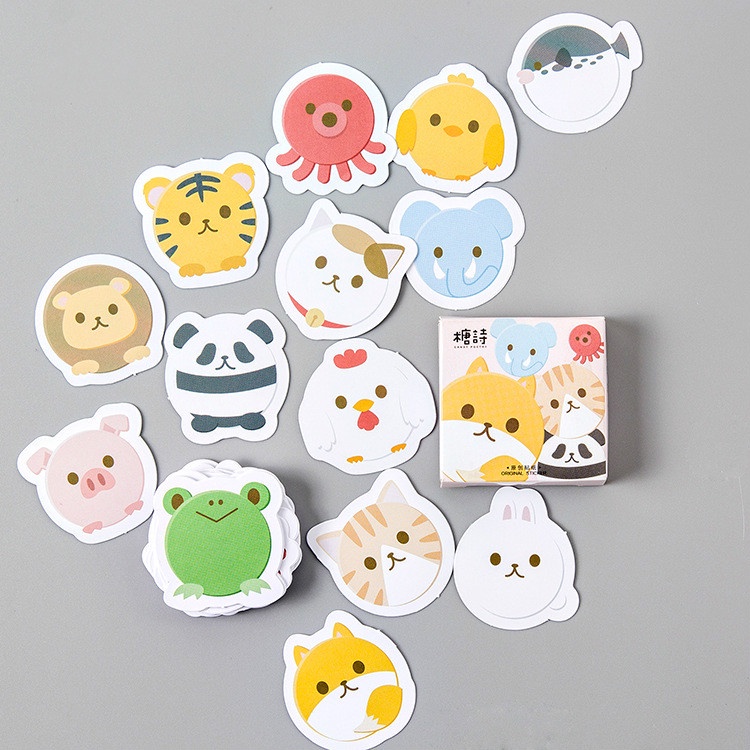 45pcs / Set Stiker Motif Kartun Gurita / Kucing / Katak Warna-Warni Untuk Dekorasi Handphone