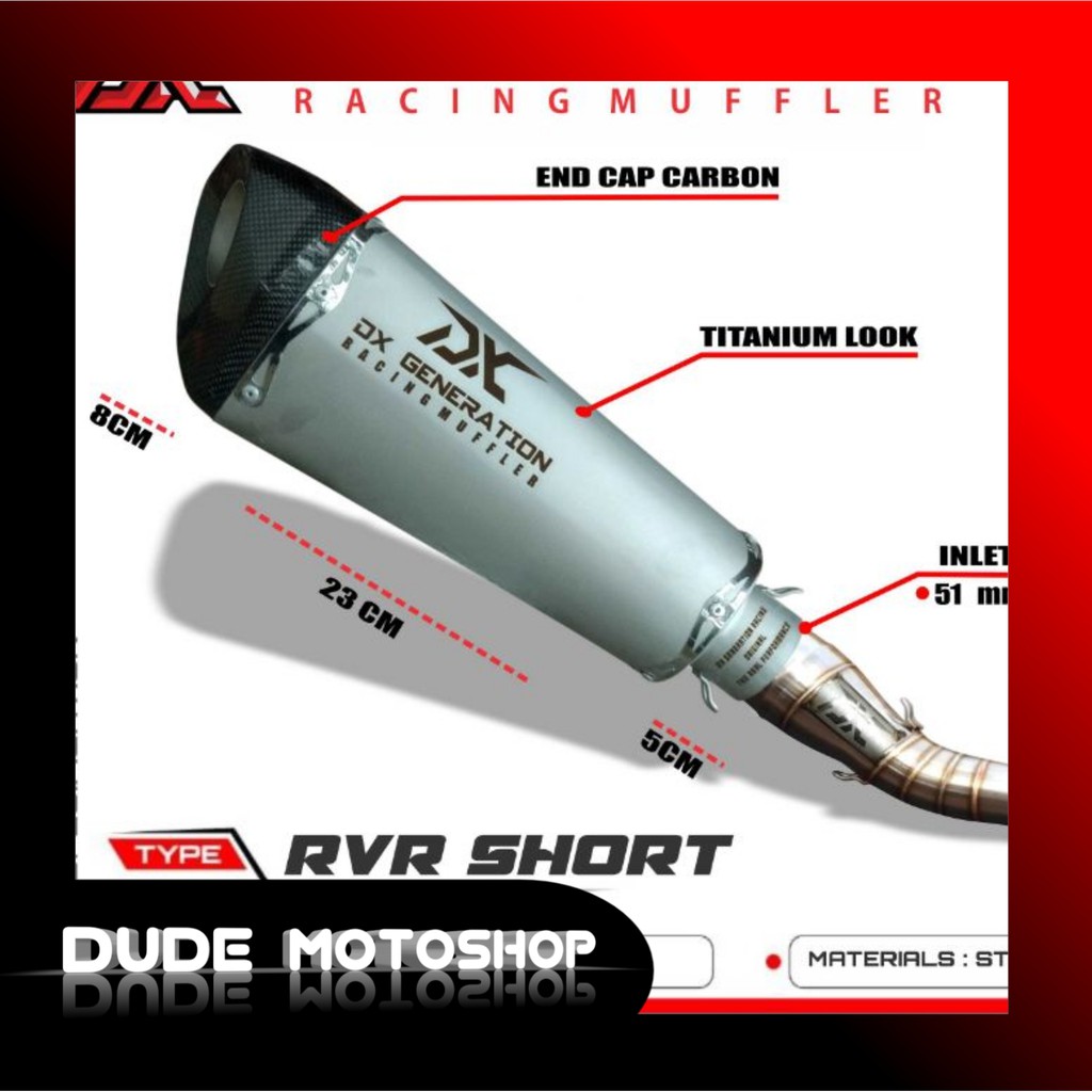 Knalpot RVR Short Stainless DX Generation Racing Fullsystem