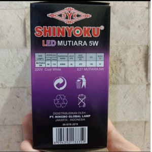 Lampu Led Shinyoku Mutiara 5 Watt Garansi 1 Tahun / Lampu Shinyoku 5w / Lampu Bohlam 5 Watt