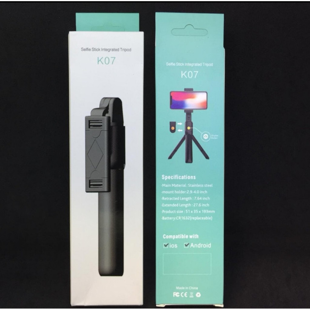 K07 Mini Tripod StandingTongsis Selfie Stick Remote Bluetooth Shutter