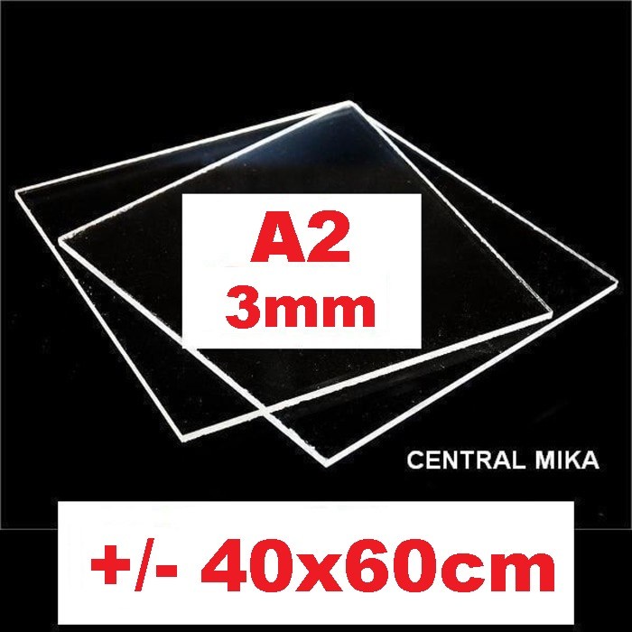 

Acrylic akrilik bening transparan A2 tebal 3mm 3 mili +/- ukuran A2