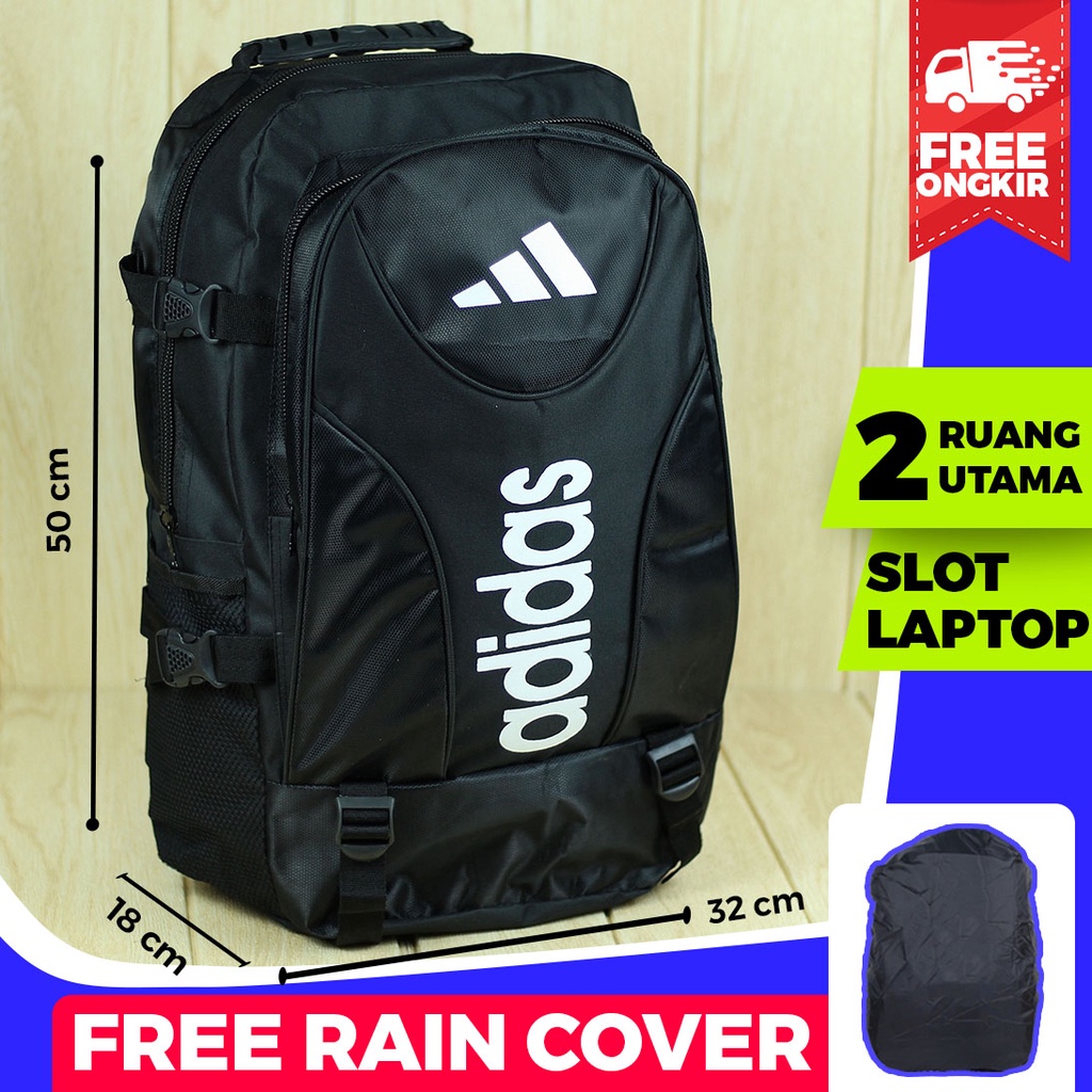 Jual Tas Kerja Ransel Pria Hitam Sport Tebal Backpack Multifungsi Bagus Hiking Outdoor