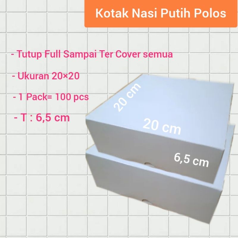 Kotak Nasi Kertas, Kotak Nasi Polos Ukuran 20×20