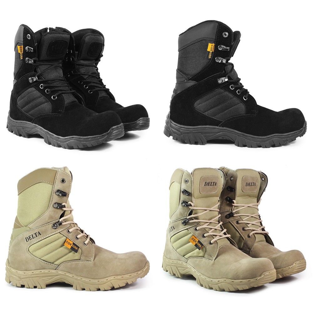 COD - Sepatu Pria DLTA Tactical Cordura 8 inci Boots Safety Tinggi Hitam - Cream Bots Outdoor Murah