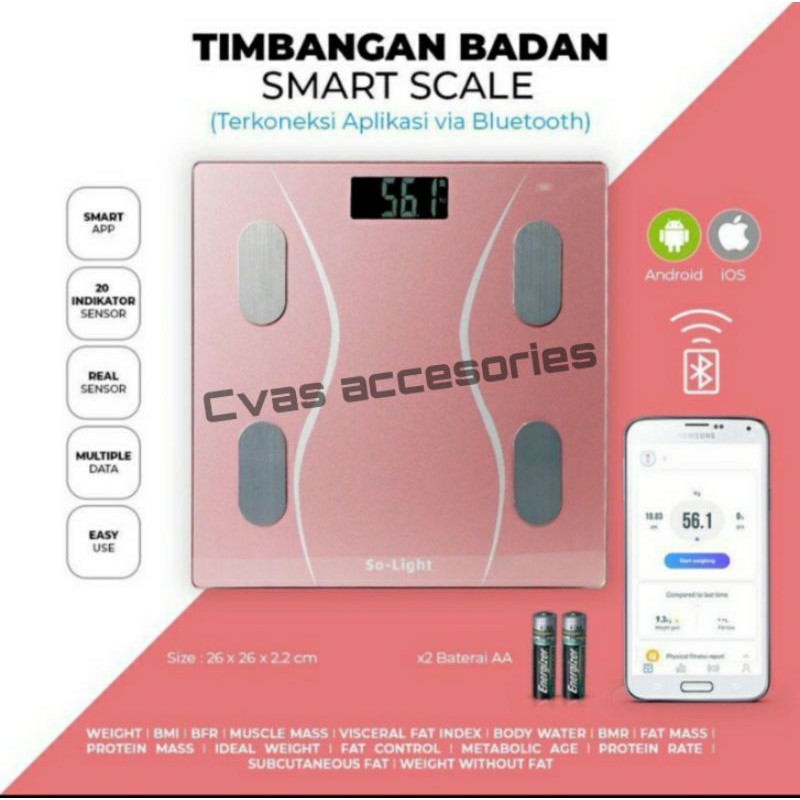 Timbangan Badan Digital Body Fat Monitor With App Smart Weight Scale /Timbangan Pintar ( SO Light )