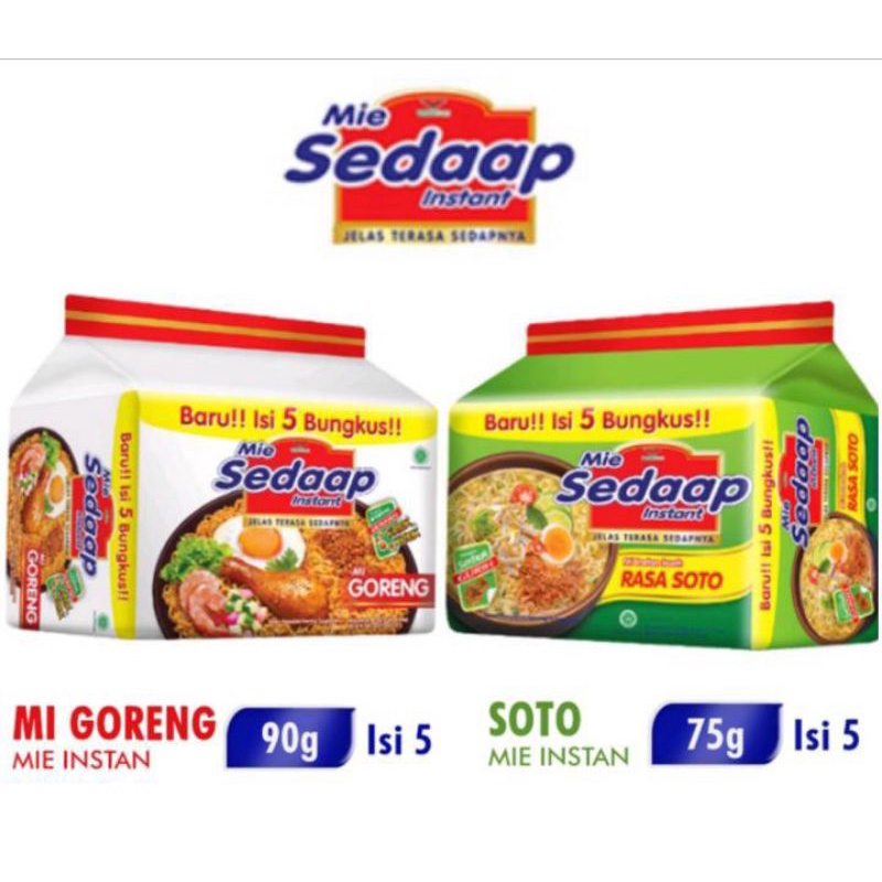 

Mie Sedaap Bag Kuah Soto 5x75gr / Goreng 5x90gr - Mi Instant Sedaap isi 5