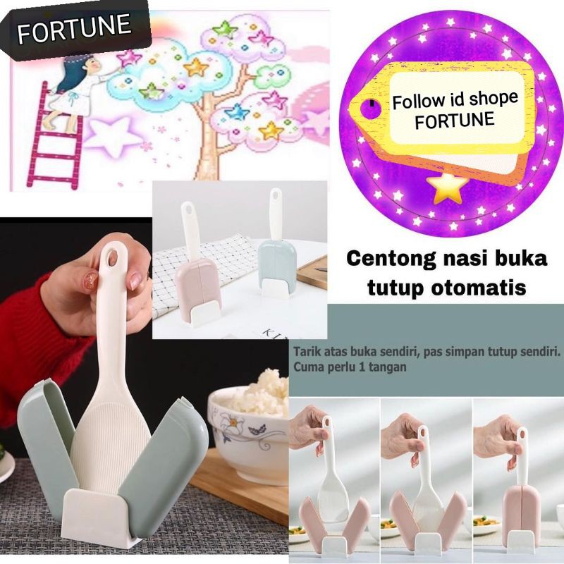 (FO) Sendok Centong Nasi + AUTOMATIC Cover Pelindung Shamoji Rice Spoon Paddle Warna Biru