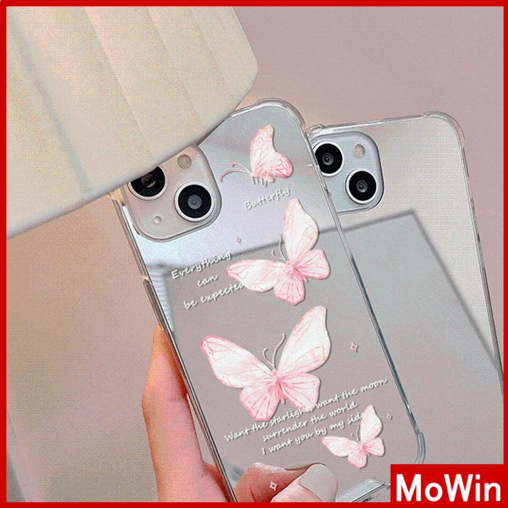 iPhone Case Luxury Acrylic Mirror Airbag Shockproof Protection Camera Romantic Pink Bow Compatible For iPhone 11 Pro Max 13 Pro Max 12 Pro Max 7Plus xr XS Max