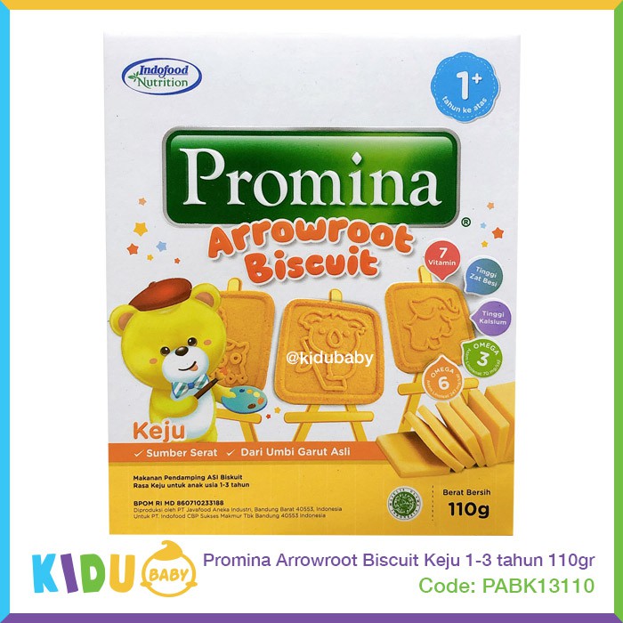 Promina Arrowroot Biscuit Keju Susu 1-3 tahun 110gr Biskuit Bayi Cemilan Bayi Makanan Bayi Kidu Baby