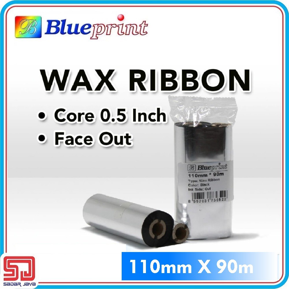 Ribbon Wax Barcode Label 110mm x 90m BLUEPRINT Thermal Transfer Ribbon Barcode