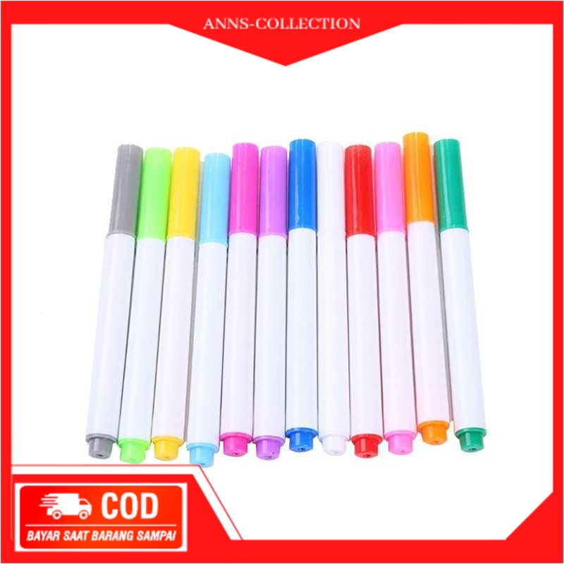 

[ANNS] -KISSBUTY Kapur Liquid Chalk Erasable Pen Papan Tulis 12PCS - GP-96- JM