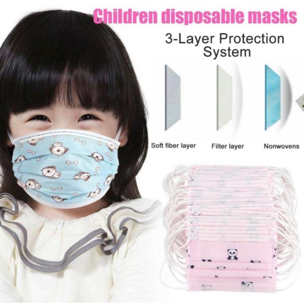 Masker Anak 3 Ply Earloop Disposable Face Mask 3ply Surgical Medis (1 box isi 50 pcs)