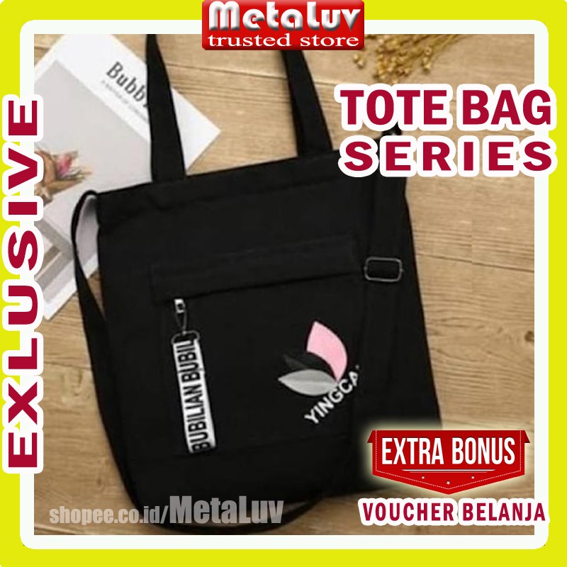 Tas Tote Bag Wanita Toote Bag Tootbag Kain Toth Bag Totebag Totebage Tebal Resleting Kanvas Totabag 