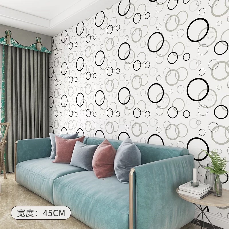 Jual WALLPAPER BULAT BULAT/WALLPAPER STIKER HITAM PUTIH /WALLPAPER